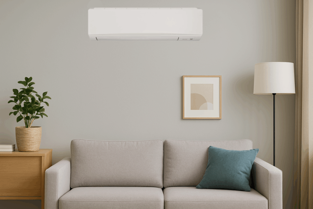 Mitsubishi Electric MSZ-AP inverter klima uređaj u modernom dnevnom boravku – najbolji klima uređaji 2025