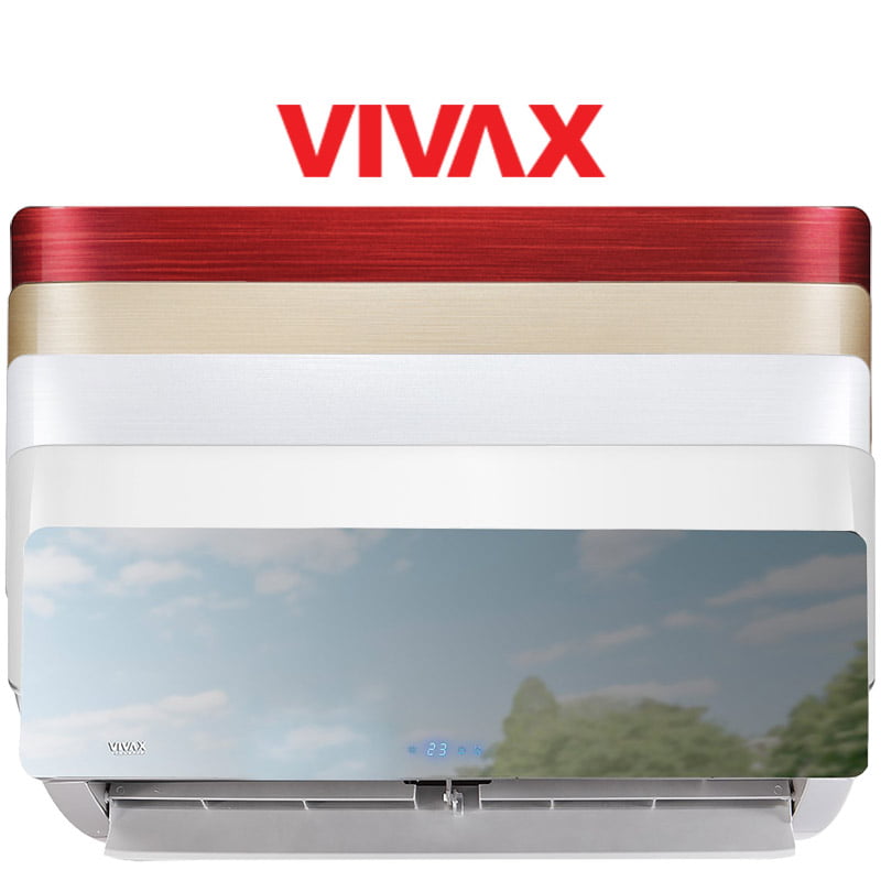 Vivax Klima Uređaj R+ Dizajn 3.5 kw - ACP-12CH35AERI - unutarnje jedinice sa prednje strane crvena, zlatna, srebrna i bijela