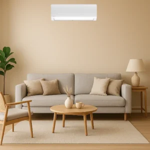 Midea Xtreme Save Pro inverter klima uređaj u modernom dnevnom boravku – tihi i energetski učinkovit model za grijanje i hlađenje