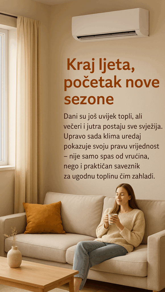 Klima uređaj u dnevnom boravku – grijanje i hlađenje u prijelaznom jesenskom razdoblju
